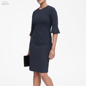 Banana Republic navy ponte flutter sleeve dress